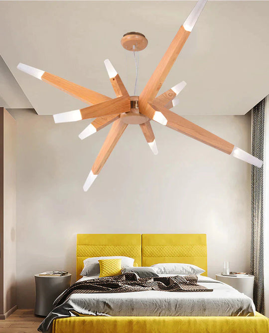 Nordic Led Chandelier Creative Restaurant Personalized Living Room Bedroom Hotel Decorative Wooden
