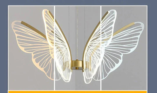 Led Iron Butterfly Three Color Dimming Glass Chandelier Pendant