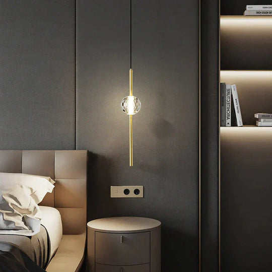 Simple Bedroom Bedside Chandelier All Copper Luxury Crystal Creative Restaurant Tv Background Wall