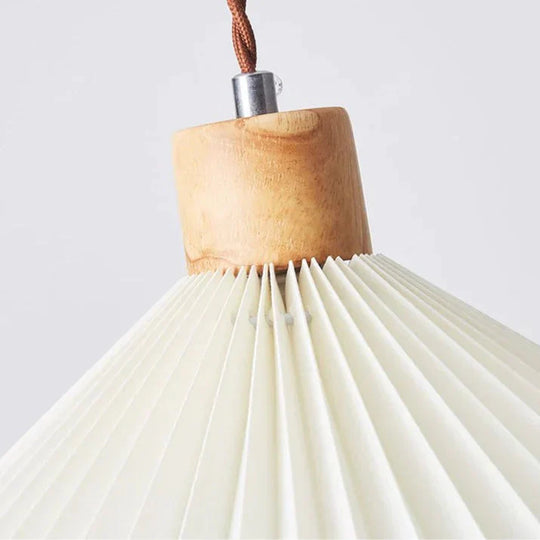 Nordic Pleated Bedside Chandelier Solid Wood Household Bedroom Dining Room B&B Minimalist Creative