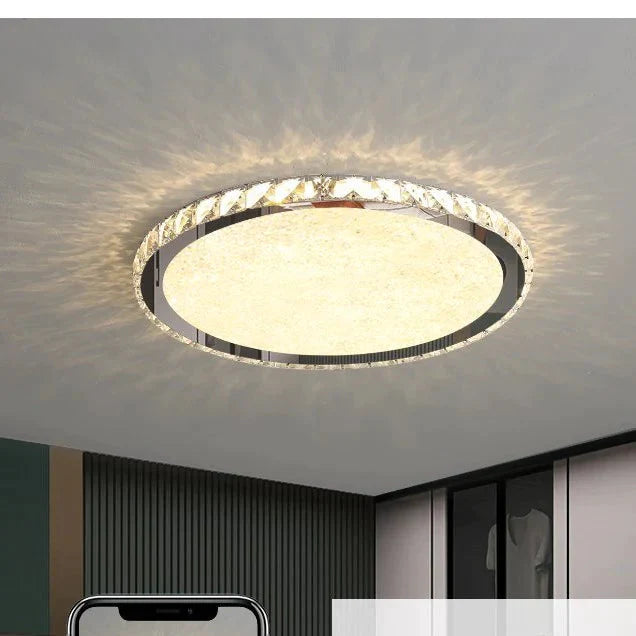 Bedroom Lamp Round Simple Modern Living Room New Light Luxury Romantic Household Led Crystal Ceiling