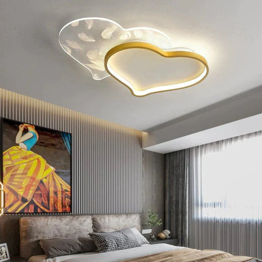 Simple Modern Warm And Romantic Bedroom Nordic Creative Personality Feather Loving Room Ceiling Lamp