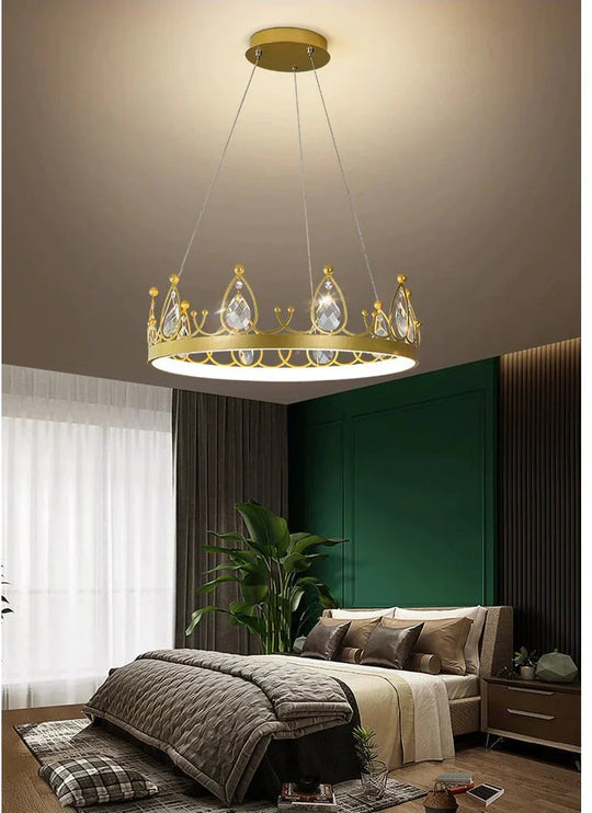 Chandelier Crown Luxury Living Room Bedroom Crystal Lamp Pendant
