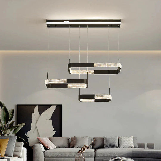 Simple Chandelier Living Room Lamp Black Creative Led Restaurant Nordic Personality Bar Bedroom