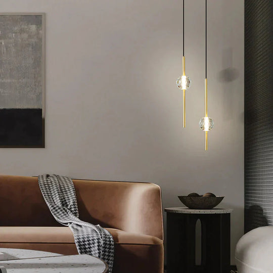 Simple Bedroom Bedside Chandelier All Copper Luxury Crystal Creative Restaurant Tv Background Wall