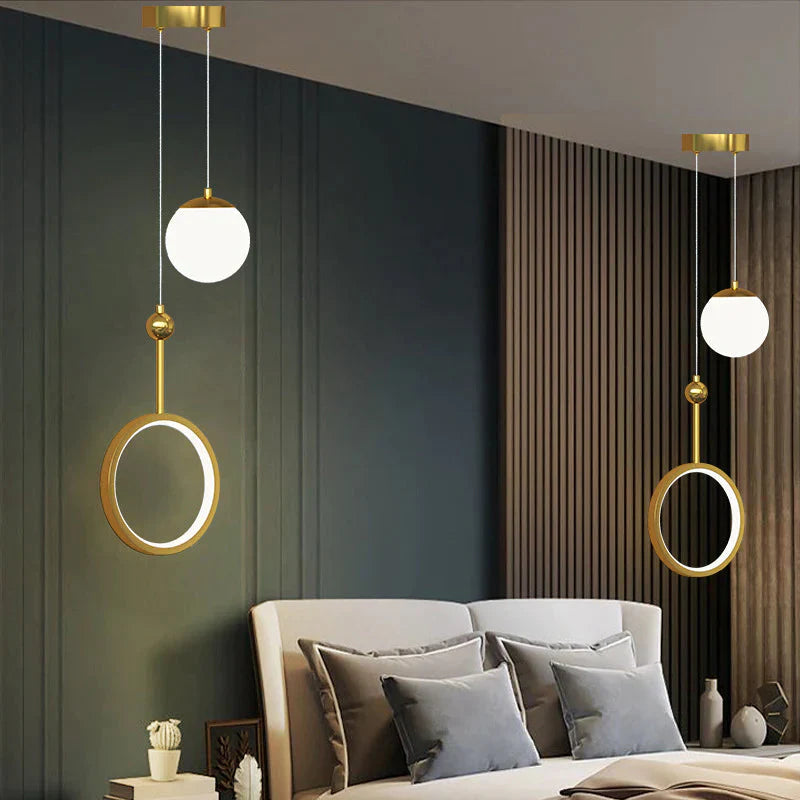 All Copper Simple Light Luxury Bedroom Bed Single Chandelier Pendant