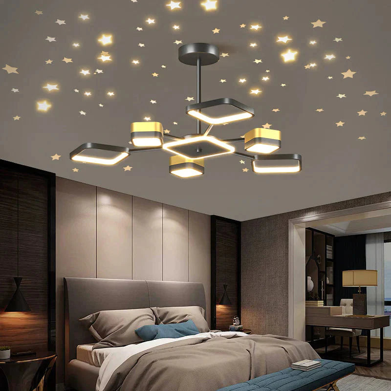 Atmosphere Light Luxury Living Room Lamp Wrought Iron Starry Sky Dining Creative Personality In The