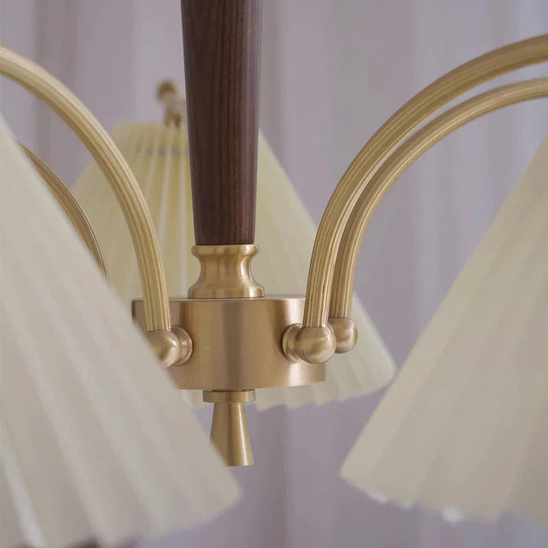 American Simple Copper Pleated Chandelier Pendant