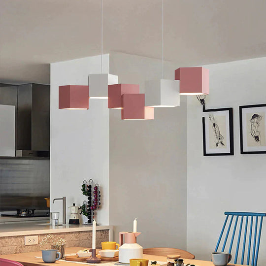 Creative Color Chandelier Quad Pink / Trichromatic Light Pendant
