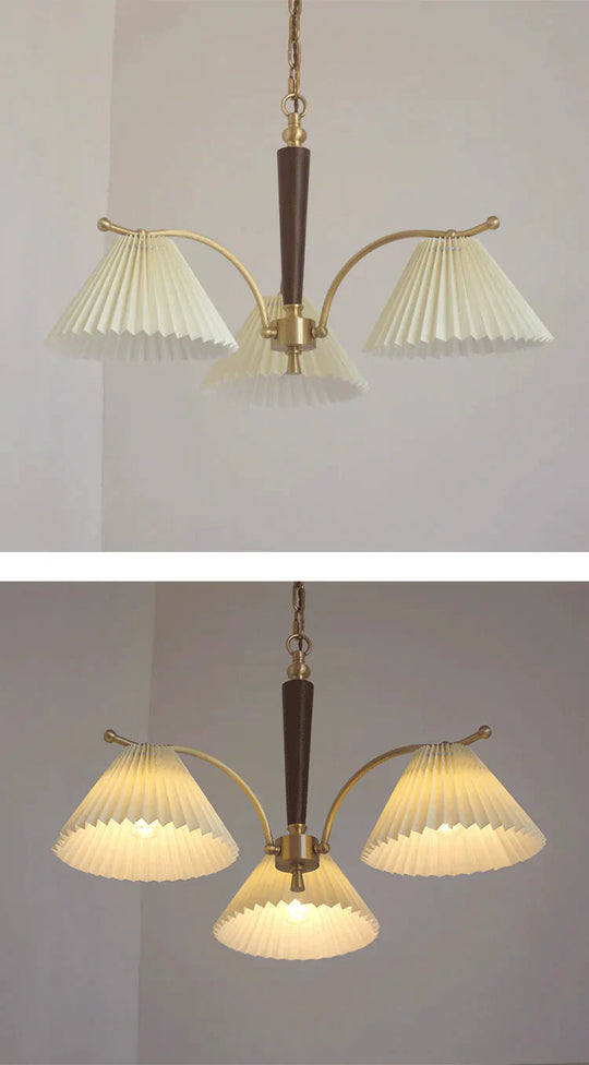 American Simple Copper Pleated Chandelier Pendant
