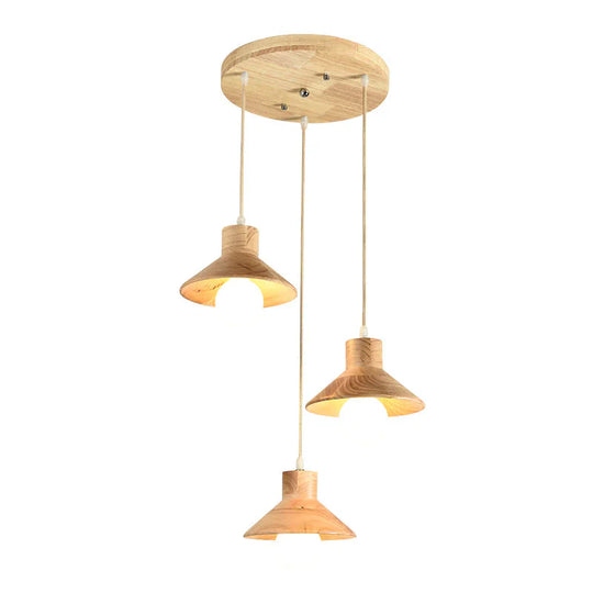 Creative Three - Head Dining Room Chandelier Home Bar Original Wooden Solid Wood Pendant