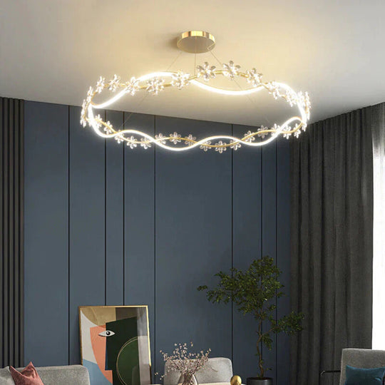 Chandelier Room Restaurant Creative Led Lighting Gold / Dia80Cm Tri - Color Light Pendant