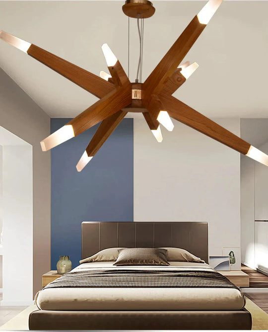 Nordic Led Chandelier Creative Restaurant Personalized Living Room Bedroom Hotel Decorative Wooden