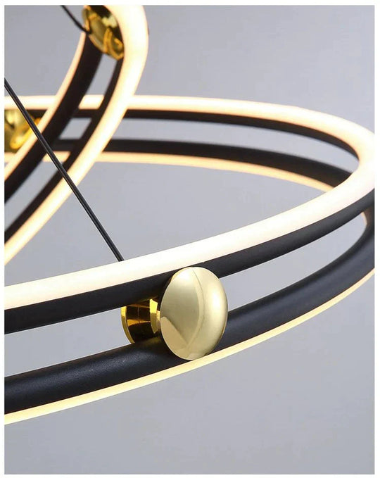 Simple Living Room Chandelier Aluminum Annular Ring Pendant