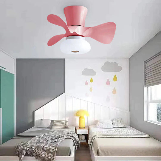 Simple Atmospheric Makaron Led Ceiling Invisible Fan Lamp Pink / A Stepless Dimming