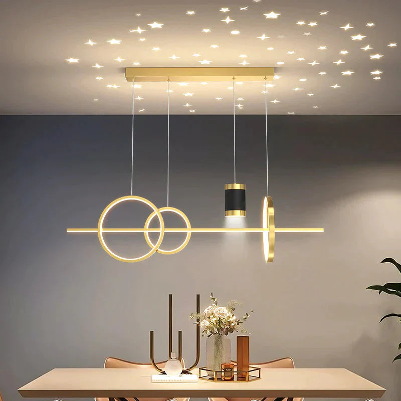 Dining Light Luxury Chandelier Modern Simple Long Room Table Bar Designer Creative Starry Sky Lamps