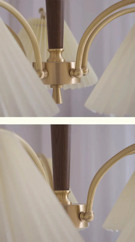 American Simple Copper Pleated Chandelier Pendant