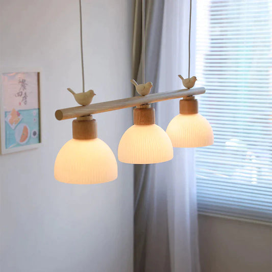 Dining Room Chandelier Three Solid Wood Table Bar Hanging Lamp Bedside A / 3 Heads Pendant