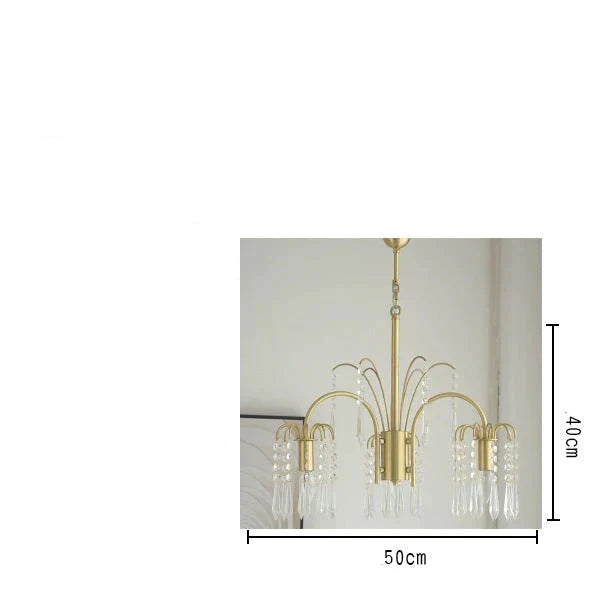 Copper Crystal Living Room Bedroom Study Chandelier Restaurant French Cafe Villa Model Lamp Pendant