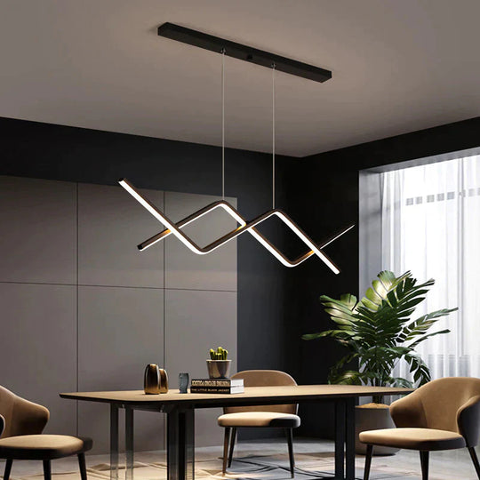 Simple Long Living Room Lamp Creative Personality Dining Bar Designer Restaurant Chandelier Black /
