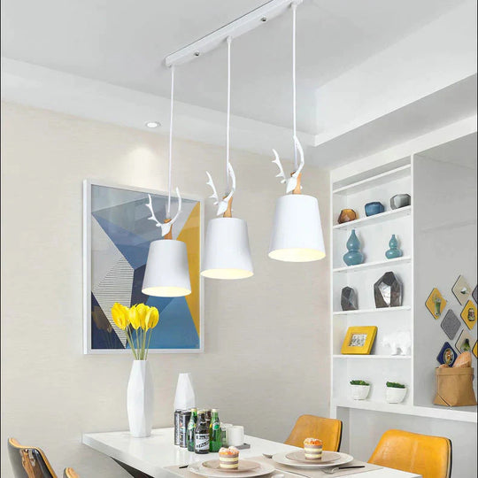 Nordic Dining Room Lamp Chandelier Three Simple Modern Color Lamps Log Study Master Bedroom