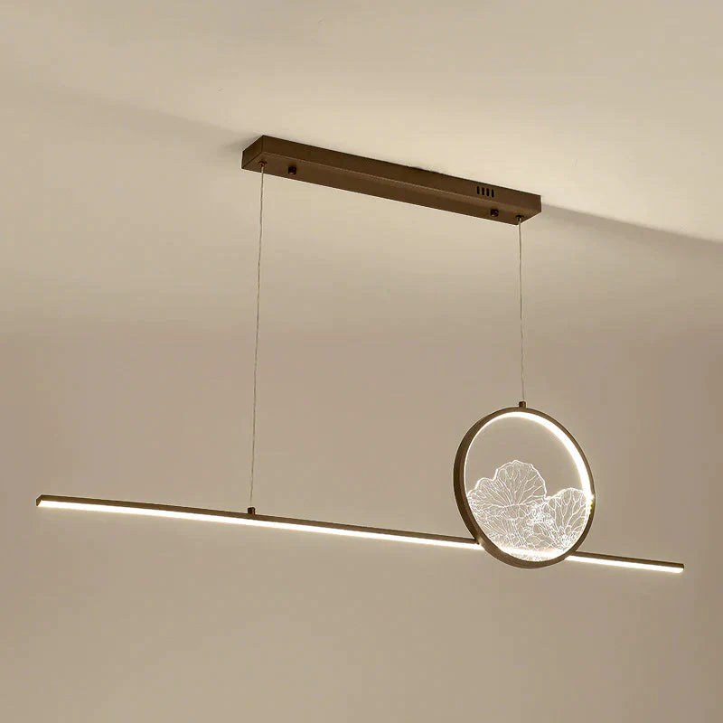 Restaurant Chandelier Led Rectangular Living Room Zen Landscape Teahouse Simple Bar Study Lamp Tri