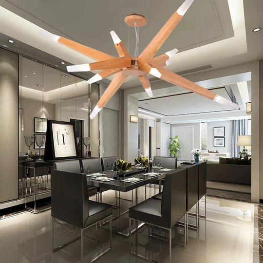 Nordic Led Chandelier Creative Restaurant Personalized Living Room Bedroom Hotel Decorative Wooden