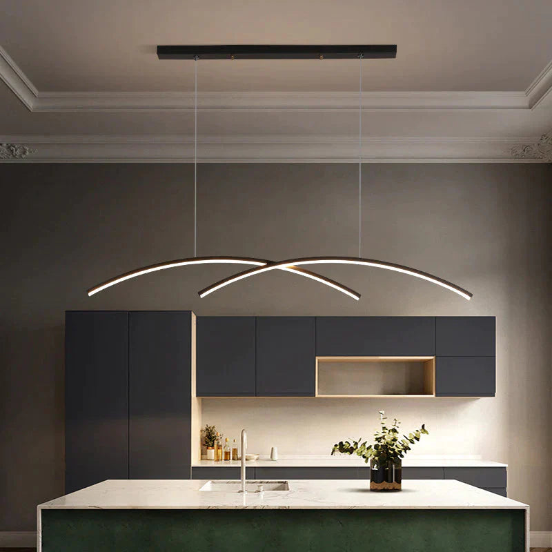 Simple Long Living Room Lamp Creative Personality Dining Bar Designer Restaurant Chandelier Black /
