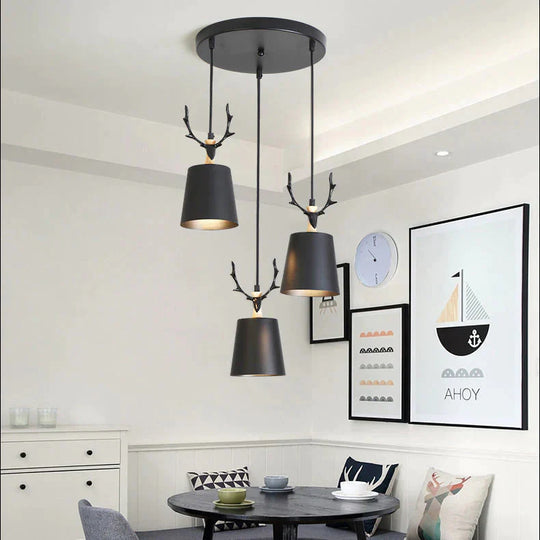Nordic Dining Room Lamp Chandelier Three Simple Modern Color Lamps Log Study Master Bedroom