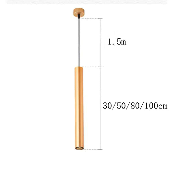 Gold Pendant Lamp Down Lights Kitchen Island Dining Living Room Shop Decoration Cylinder Pipe Bar