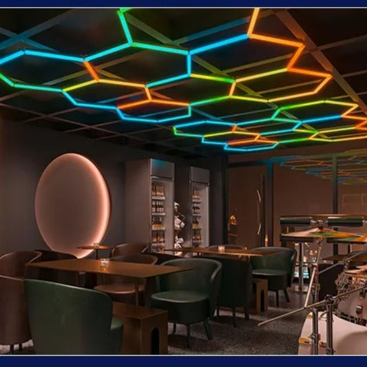 Colorful Decoration Gaming Rhythm Dancing Light Led Hexagon For Garage Gym Workshops Carwash
