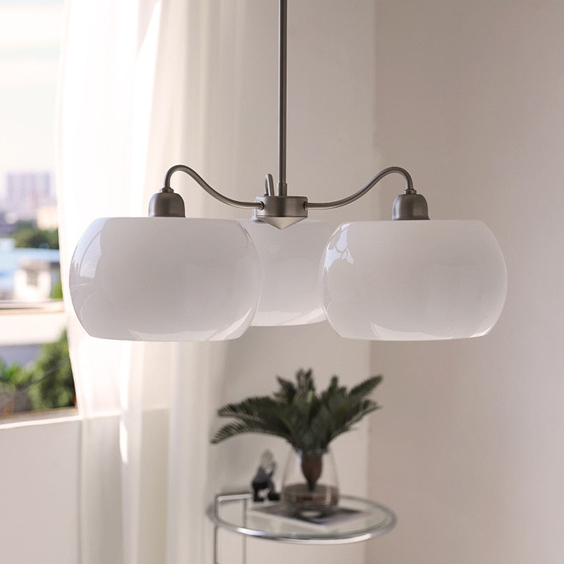 New Modern Korean Popular Shiny White Glass 3 Lights 5 France Nordic Kitchen Living Room Hotel