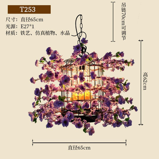 Pastoral Style Exquisite Simulation Flower Arrangement Pendant Light Theme Restaurant Cafe