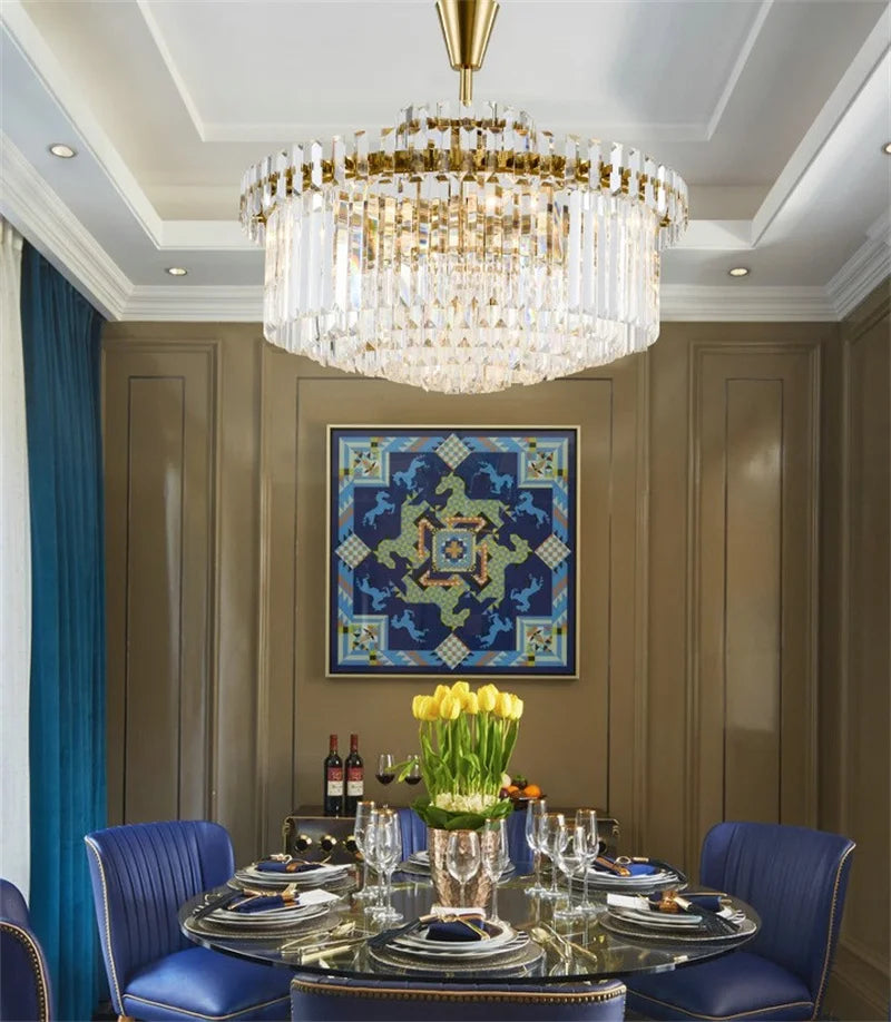 New Modern Luxury Large Chandelier Crystal Lamp Led Luminare Ac110V 260V Gold Dining Room Living