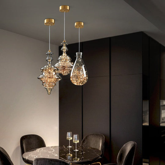 Creative Led Glass Lamp Store Cafe Dining Room Kitchen Table Decor Pendant Lights Modern Indoor