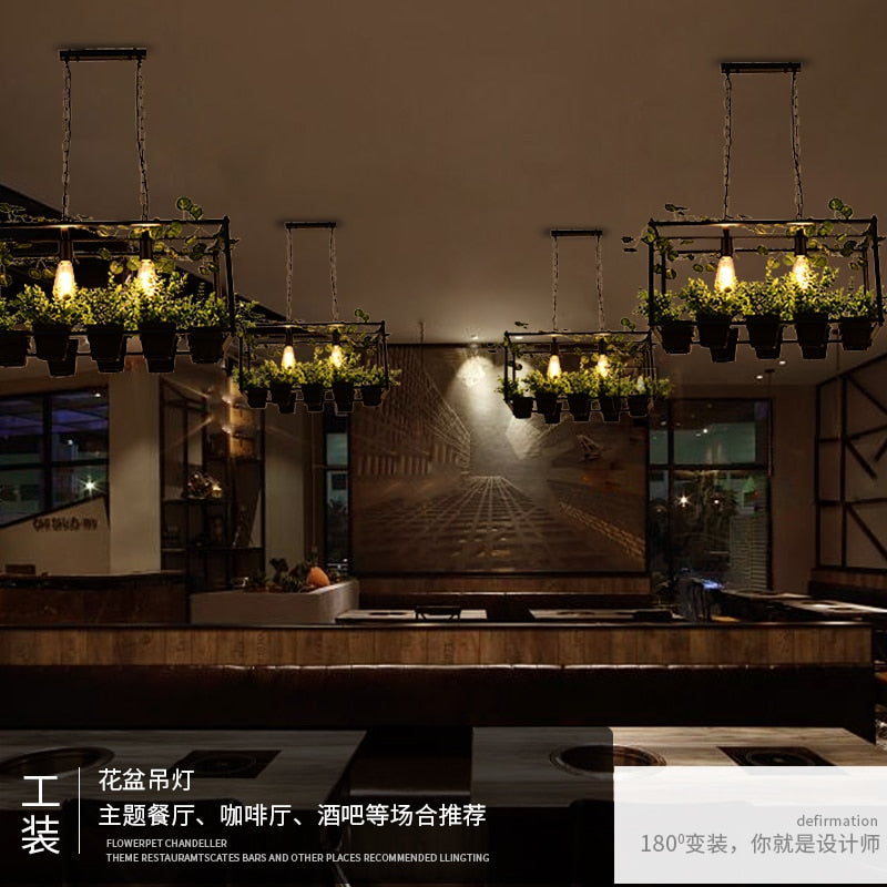 Nordic Restaurant Bar Chandelier Flowers And Grass Creative Pastoral Cafe Flower Room Beauty Shop