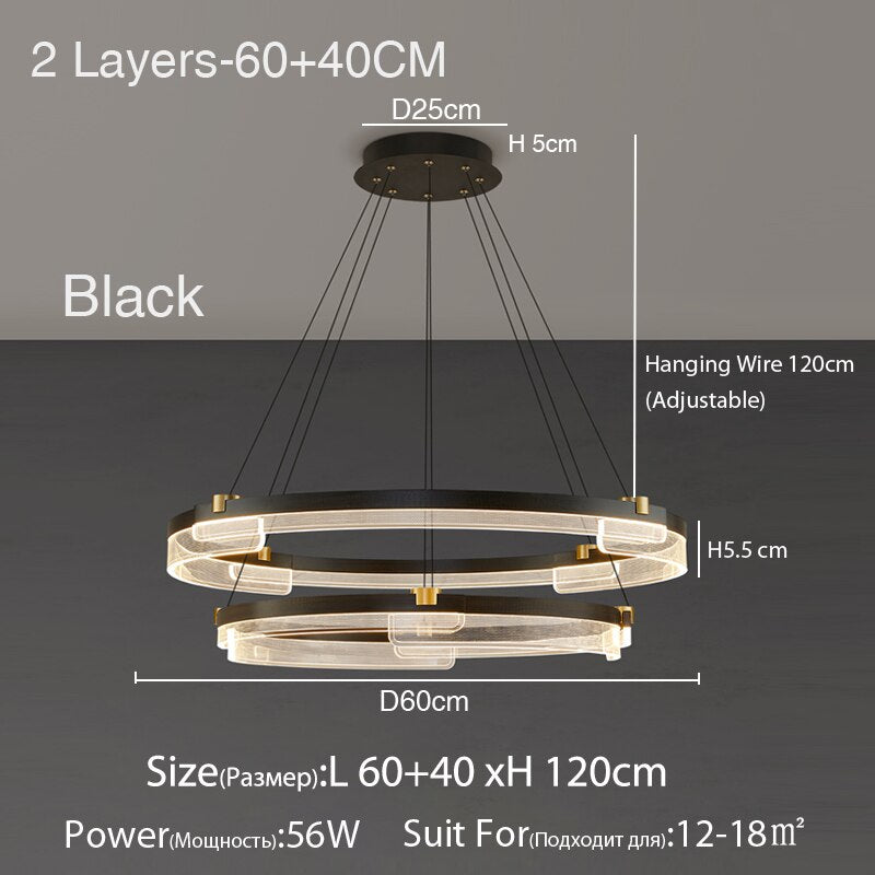 Dining Room Lamp Nordic Led Chandelier Modern Minimalist Study Bedroom Homestay Tea 2 Layers 60