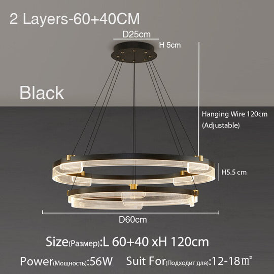 Dining Room Lamp Nordic Led Chandelier Modern Minimalist Study Bedroom Homestay Tea 2 Layers 60