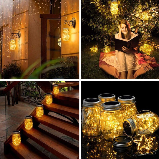 Solar Mason Jar Lid Light 30 Leds Fairy String Lights Garden Hanging Lantern Waterproof Outdoor