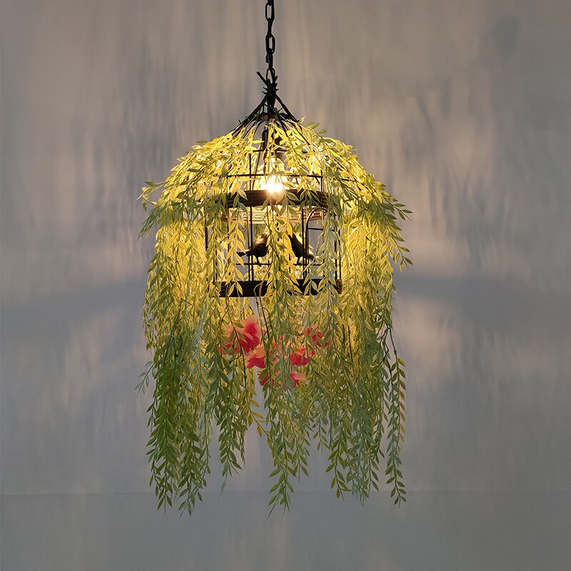 Plant Hot Pot Restaurant Chandelier Theme Creative Private Room Card Seat Wrought Iron Bird Cage