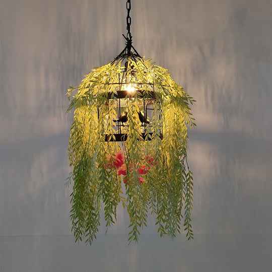 Plant Hot Pot Restaurant Chandelier Theme Creative Private Room Card Seat Wrought Iron Bird Cage