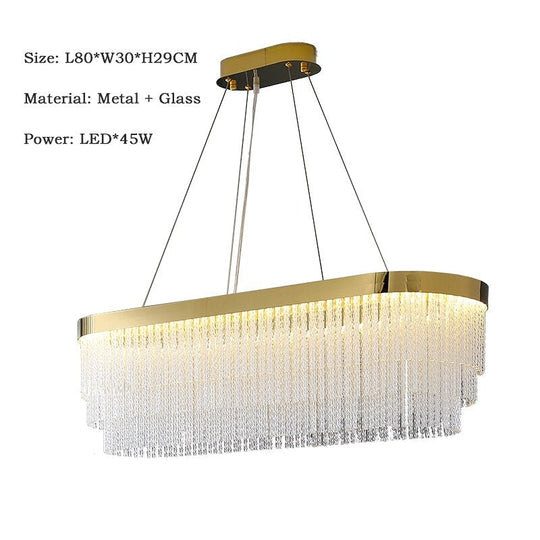 Moden Led Twisted Long Crystal Ceiling Chandelier Gold Luxury Dining Living Room Pendant Lamp Home