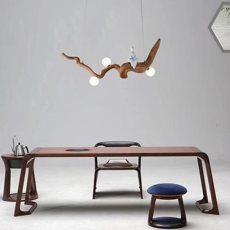 Resin Branches Pendant Lights - Rustic Led Hanging Lamp Fixtures For Tea House And Dining Room Light