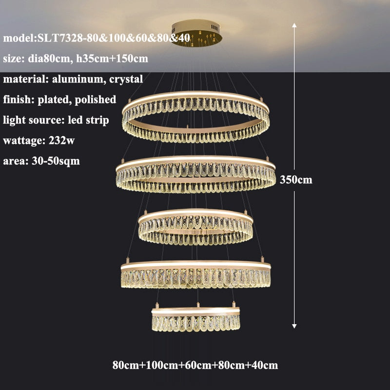 Duplex Nordic 5 Layer Led Luxury Crystal Designer Chandelier Lustre Lighting Modern New Style
