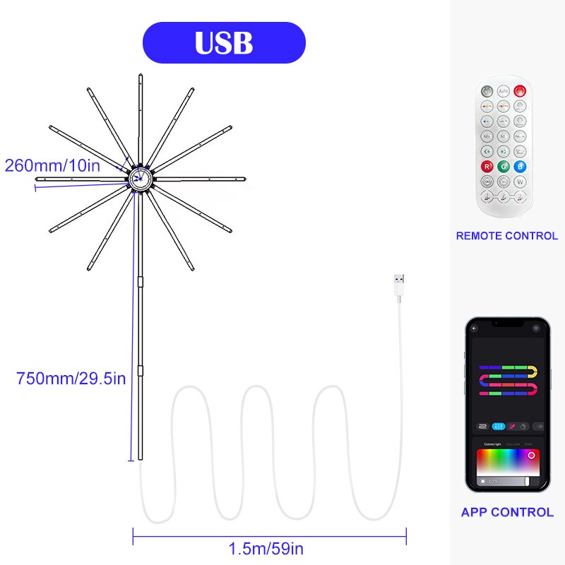 Solar Rgbic Fireworks Lights: Synced Color - Changing Decor For Gazebos Blue / China Lights