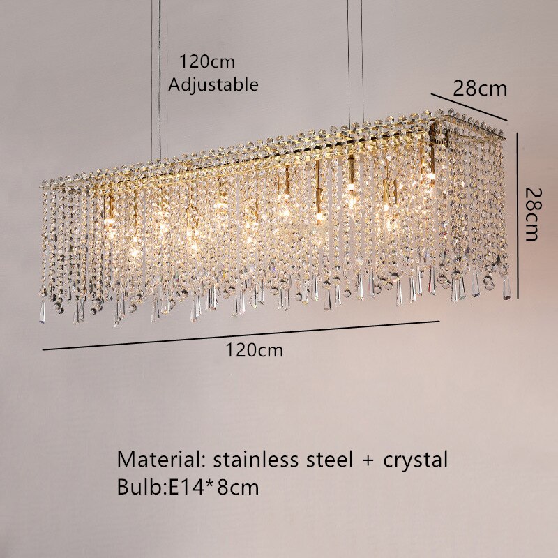 Modern Crystal Chandelier For Parlor Dining Room Kitchen Bedroom Lighting Fixtures E14 Bulb Gold