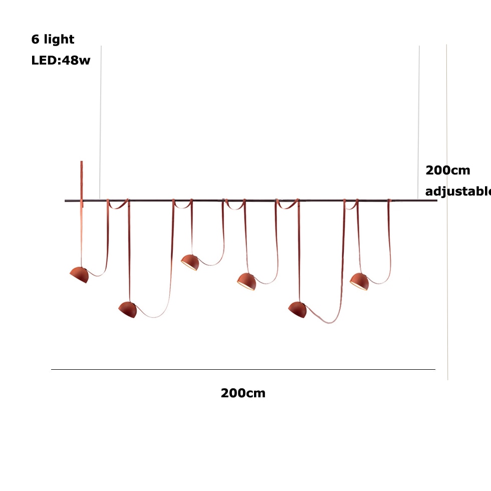 Trendy Diy Long Belt Black Orange Pendant Light Chandelier Luminaire Suspension Lamp For Living Room