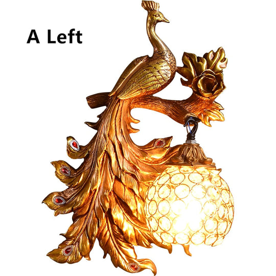 Nordic Led Wall Lamps Retro Peacock Sconce Lamp Left A / 31 - 40W