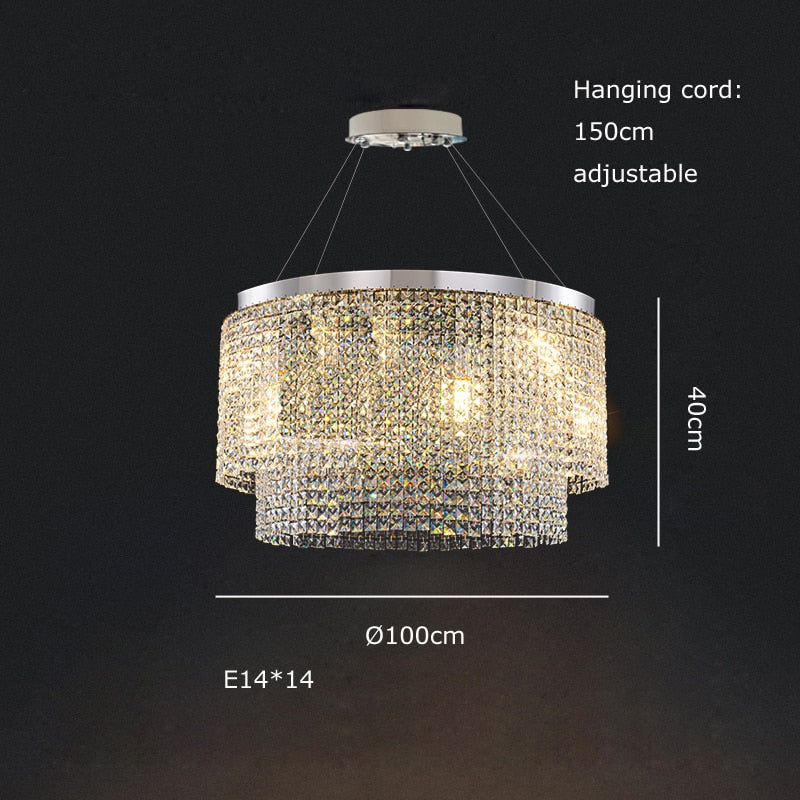Luxury Chrome Ceiling Chandeliers New Hanging Lamps Light Fixture Lustre Home Decor Dining Room