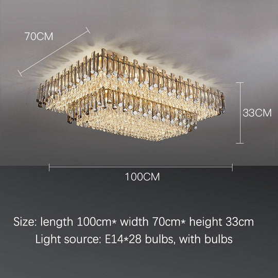 Modern Luxury Crystal Ceiling Chandelier For Living Dining Room New Design Kitchen Rectangular Led